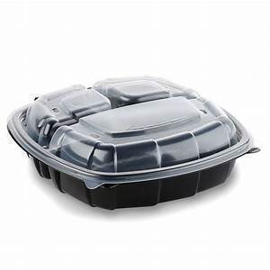 4118523 CDS8533 CULINARY SQUARE 3 COMPARTMENT BLACK W/CELAR LIDS 150/CS