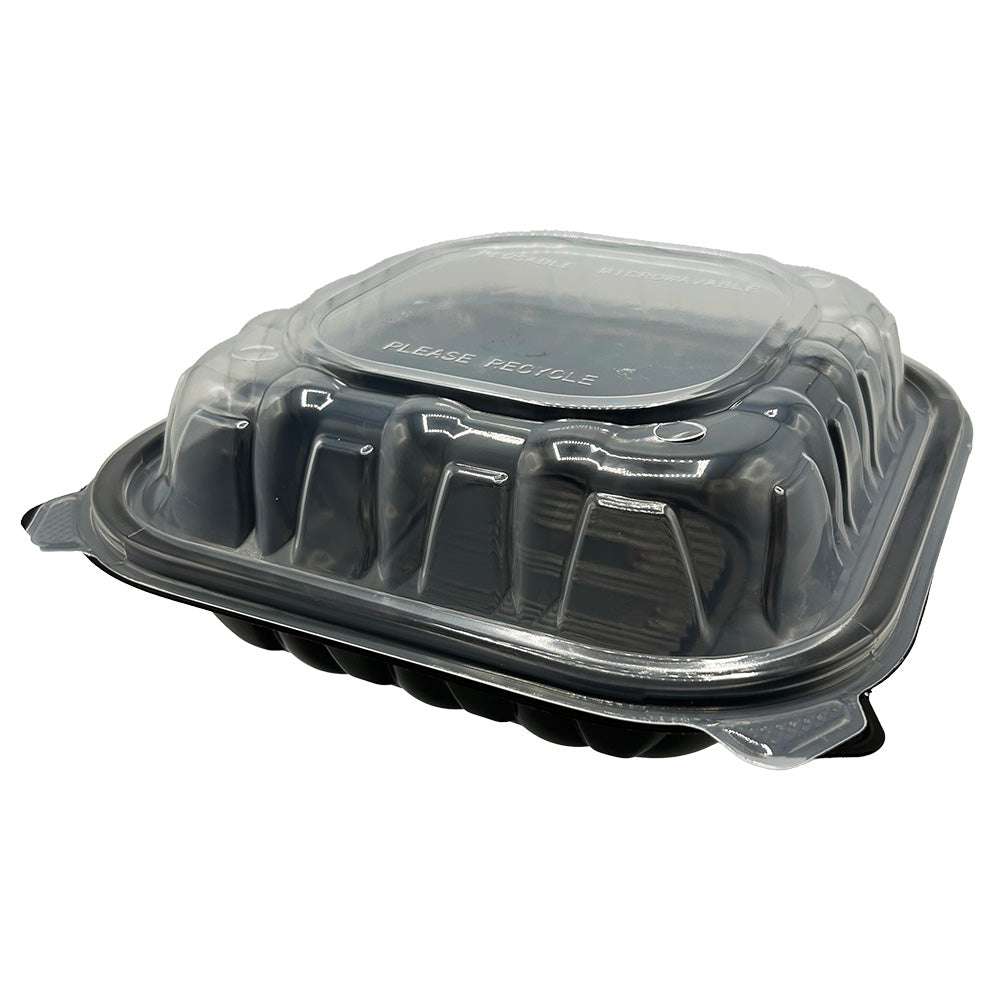 EHLPPBKCL-81 EMPRESS PP BLACK/CLEAR LID HINDED CONTAINER 8X8X3 180/CS
