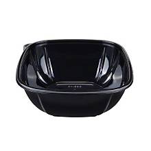 FP-BS48-PETB 48 OZ PLASTIC SQUARE SALAD BOWL-BLACK 300/CS