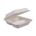 EHL-93-PF NATURAL BAGASSE 9X9X3 3-COMPARTMENT FIBER CLAMSHELL 200/CS