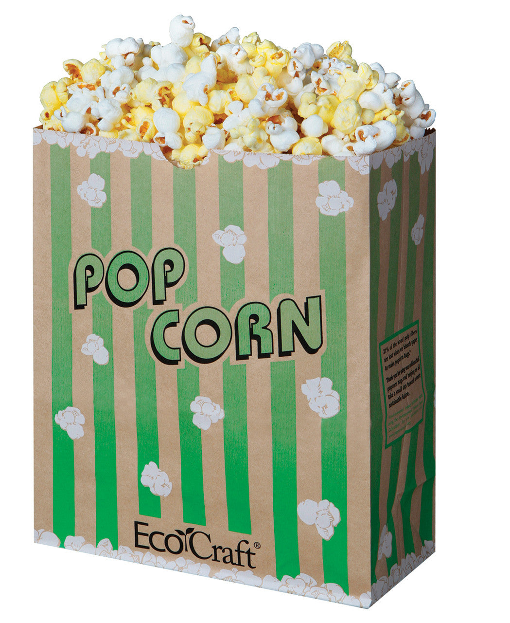 300613 BAGCRAFT 130 OZ POPCORN BAG-GREEN STRIPE 500/CS