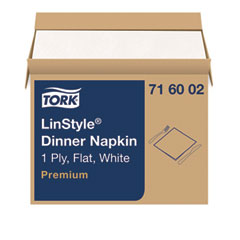 TRK716002 TORK LINEN STYLE DINNER NAPKIN WHITE 1 PLY 15X16 FLATPACK 1000/CS