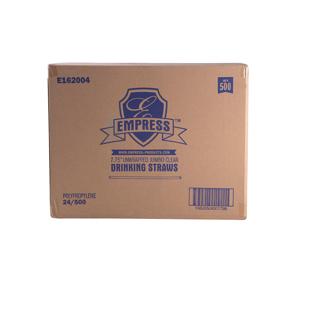 E162004 EMPRESS JUMBO CLEAR UNWRAPPED STRAW 7.75 IN 12000/CS