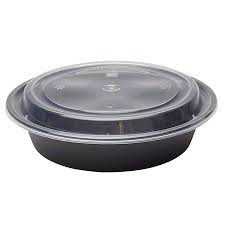 IM-FC4024B 24 OZ ROUND BLACK CONTAINER WITH CLEAR LID COMBO Set of 150