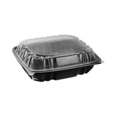 DC109100B000 ONE COMPARTMENT HINGED LID TAKE OUT CONTAINER BLACK/CLEAR 10.5X9.5 Case