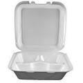 DU4063101 9X9X3 WHITE 3 COMPARTMENT FOAM HINGED TO GO BOX 200/CS