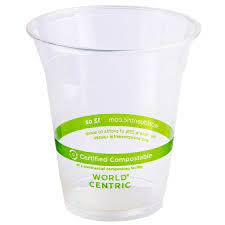 CP-CS-12 WORLD CENTRIC 12 OZ CLEAR COMPOSTABLE COLD CUP 1000/CS