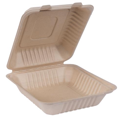 ECOHC8N-SC MOLDED FIBER KRAFT CLAMSHELL 8X8X3 IN 200/CS