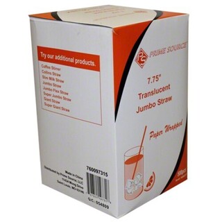 76009703 PRIME SOURCE UNWRAPPED CLEAR JUMBO STRAW 7.75 IN 12000/CS