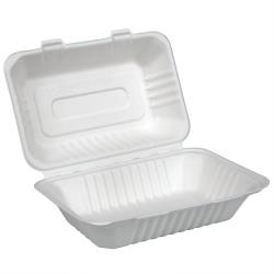 79000006 MOLDED FIBER WHITE CLAMSHELL 9X6X3 IN 250/CS