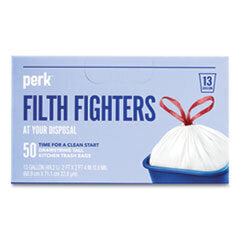 PRK24377875 WHITE DRAWSTRING TALL KITCHEN TRASH BAGS 13 GAL 50/BX