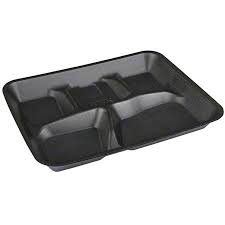 PCTYTHB0500SGBX BLACK FOAM SCHOOL LUNCH TRAY 5 COMPARTMENT 500/CS