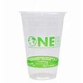 KE-KC16G KARAT EARTH 16 OZ CLEAR PLA COLD CUP WITH GREEN STRIPE 1000/CS
