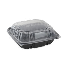 DC858100B000 ONE COMPARTMENT HINGED LID TAKEOUT CONTAINER 8.5X8.5 BLACK/CLEAR 150/CS