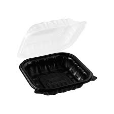 FP-PHC88PP-1C PREMIUM PP HINGED CONTAINER BLACK BASE CLEAR TOP 8x8 IN 150/CS