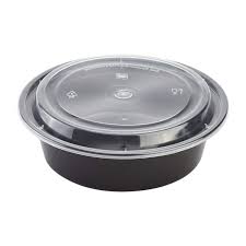 IM-FC4032B 32 OZ BLACK ROUND CONTAINER W/CLEAR LIDS 150/CS
