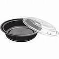 EMBL32R 7 IN 32 OZ ROUND BLACK FOOD CONTAINER WITH CLEAR LIDS 150/CS