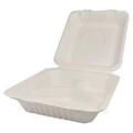 KE-BHC99N-3C 9X9 3 COMPARTMENT BAGASSE TO GO BOX NATURAL COLOR 200/CS