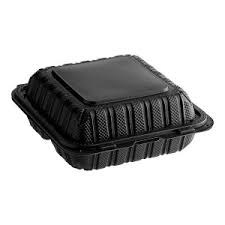 EPPHLB-91 BLACK MINERAL FILLED PP HINGED CONTAINER 9X9X3 150/CS