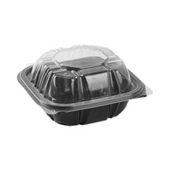 DC6610B000 ONE COMPARTMENT HINGED LID TAKEOUT CONTAINER 6X6 BLACK/CLEAR Case