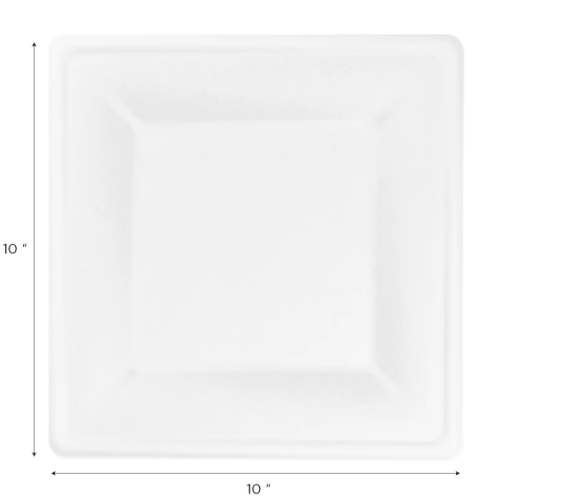 KE-BPS10-1CFF 10 IN BAGASSE SQUARE PLATE PFAS FREE 500/CS