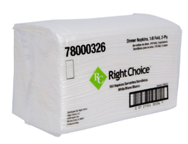 78000369 RIGHT CHOICE 2 PLY 1/8 FOLD DINNER NAPKIN 3000/CS