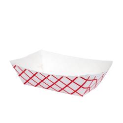 J300 RED CHECKERED 3# PAPER FOOD TRAYS 500/CS