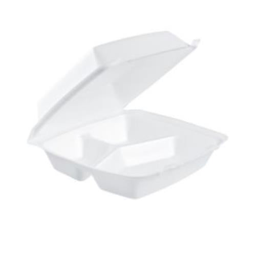 85HT3R FOAM 3 COMPARTMENT CLAMSHELL 8X8X3-WHITE 200/CS
