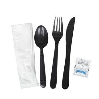 75002878 EXTRA HEAVY WEIGHT BLACK CUTLERY KIT 250/CS
