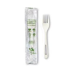 WORFOPSI INDIVIDUALLY WRAPPED COMPOSTABLE FORK 6.3 IN WHITE 750/CS