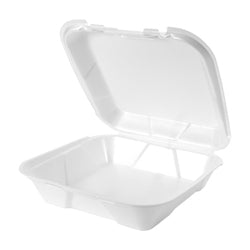12338 9.25X9.25 FOAM WHITE HINGED TO GO CONTAINER 200/CS