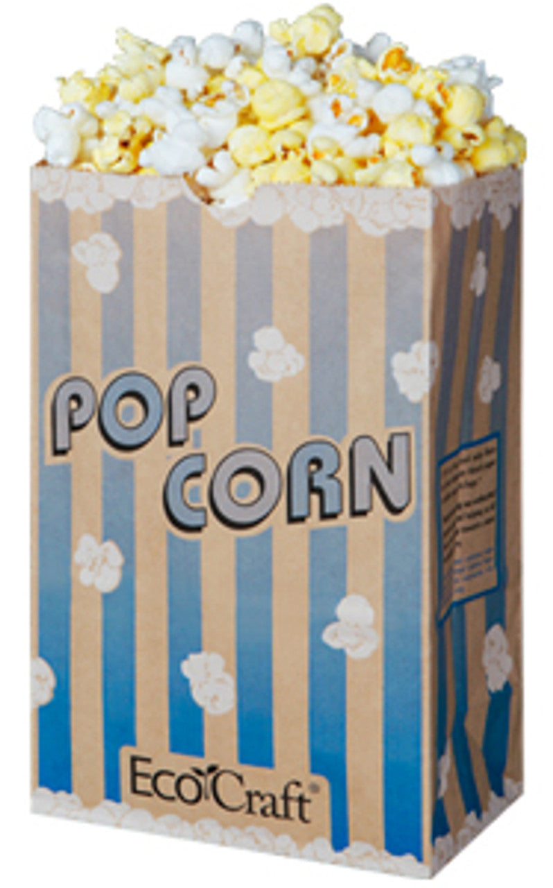 300612 BAGCRAFT 85 OZ POPCORN BAG-BLUE STRIPE 500/CS
