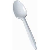 25020 MEDIUM WEIGHT PLASTIC TEASPOON-WHITE 1000/CS