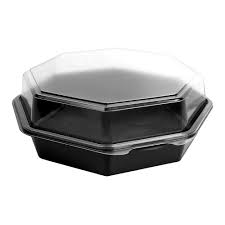 864612-PS94 OCTAVIEW HINGED PLASTIC CONTAINER 100/CS